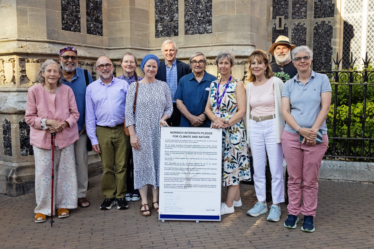 Climate pledge signatories at the Inter-Faith Event at St Peter Mancroft church on 11th July 2025