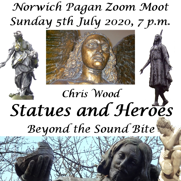 Advert for Chris Wood's Statues and Heroes talk from July 2020 forming a link to download the talk write-up.