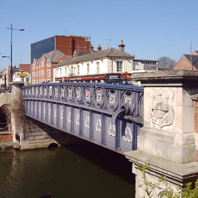 Norwich's Foundry Bridge, looking from the station bank at its downstream side.