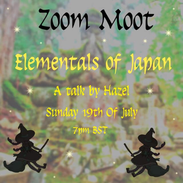 Advert for Hazel's talk on Japanese Elementals from July 2020, forming a link to download the presentation.