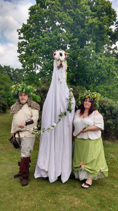 The Ickeny at Norwich Moot's Beltane Ritual, 2017, on Mousehold Heath, with His 'prodders'