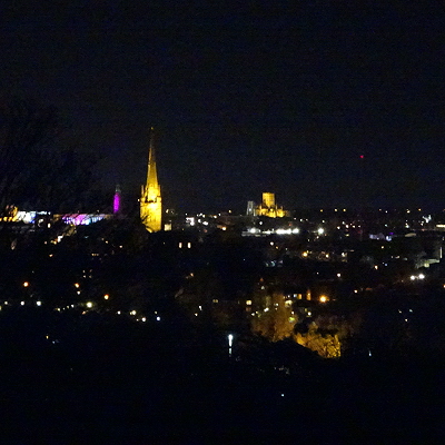 Night-time panorama over Norwich from Saint James' Hill